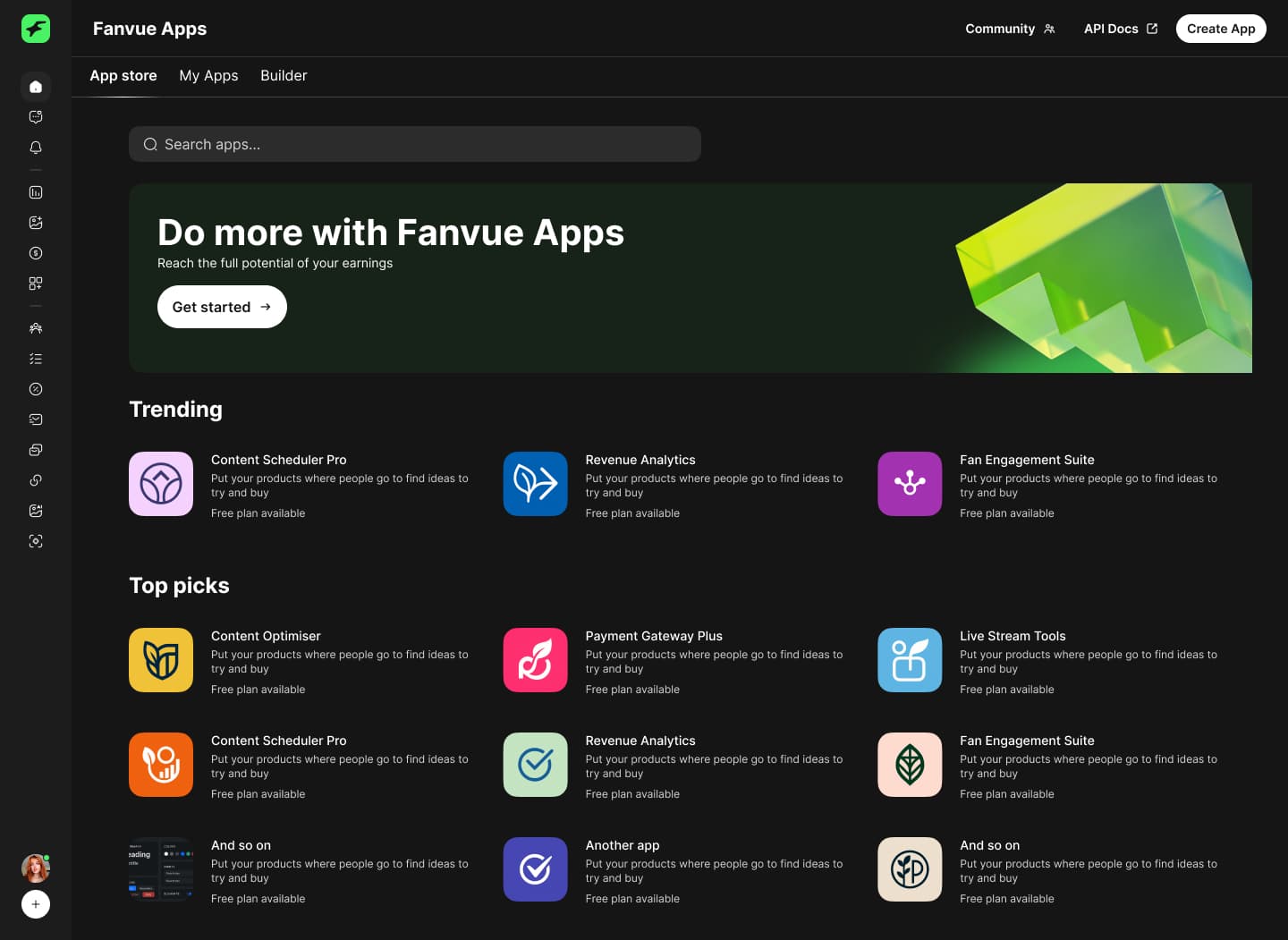 Creator side — app details